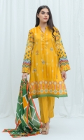 2.9 Mtrs Printed Lawn Shirt 2.5 Mtrs Printed Lawn Dupatta 2.5 Mtrs Dyed Pants