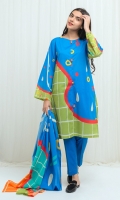 2.9 Mtrs Printed Lawn Shirt 2.5 Mtrs Printed Lawn Dupatta 2.5 Mtrs Dyed Pants