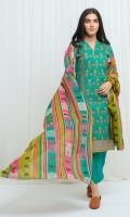 2.9 Mtrs Printed Lawn Shirt 2.5 Mtrs Printed Lawn Dupatta 2.5 Mtrs Dyed Pants