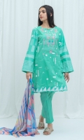 2.9 Mtrs Printed Lawn Shirt With Embroidery 2.5 Mtrs Printed Blended Chiffon Dupatta 2.5 Mtrs Dyed Pants