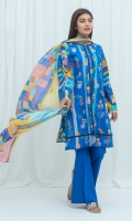 2.9 Mtrs Printed Lawn Shirt With Embroidery 2.5 Mtrs Printed Blended Chiffon Dupatta 2.5 Mtrs Dyed Pants