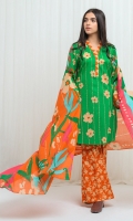 2.9 Mtrs Printed Lawn Shirt 2.5 Mtrs Printed Lawn Dupatta 2.5 Mtrs Printed Pants