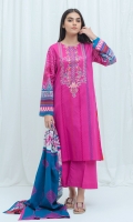 2.9 Mtrs Printed Lawn Shirt With Embroidery 2.5 Mtrs Printed Lawn Dupatta 2.5 Mtrs Dyed Pants