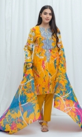 2.9 Mtrs Printed Lawn Shirt With Embroidery 2.5 Mtrs Printed Lawn Dupatta