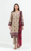 1.75 Printed Lawn Shirt 2.5 Mtrs Printed Blended Chiffon Dupatta