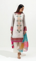 2.9 Mtrs Printed Lawn Shirt With Embroidery 2.5 Mtrs Printed Blended Chiffon Dupatta