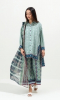 2.9 Mtrs Printed Lawn Shirt 2.5 Mtrs Printed Blended Chiffon Dupatta 2.5 Mtrs Dyed Pants