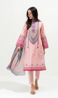 2.9 Mtrs Printed Lawn Shirt With Embroidery 2.5 Mtrs Printed Blended Chiffon Dupatta