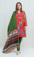Printed Lawn Shirt: 2.9 M Printed Lawn Dupatta: 2.5 M Printed Pants: 2.5 M
