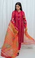 2.9 Mtrs Printed Lawn Shirt, 2.5 Mtrs Printed Blended Chiffon Dupatta