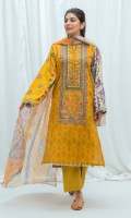 2.9 Mtrs Printed Lawn Shirt with Embroidery, 2.5 Mtrs Printed Blended Chiffon Dupatta