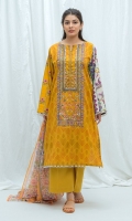 2.9 Mtrs Printed Lawn Shirt with Embroidery, 2.5 Mtrs Printed Blended Chiffon Dupatta