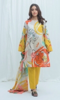 2.9 Mtrs Printed Lawn Shirt, 2.5 Mtrs Printed Lawn Dupatta