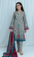 2.9 Mtrs Printed Lawn Shirt, 2.5 Mtrs Printed Lawn Dupatta