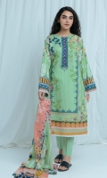 2.9 Mtrs Printed Lawn Shirt, 2.5 Mtrs Printed Lawn Dupatta