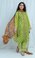 2.9 Mtrs Printed Lawn Shirt, 2.5 Mtrs Printed Lawn Dupatta