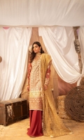 Dyed Masuri Shirt Emroidered    : 3 M Dyed Net Embroidered Dupatta : 2.50 M Embroidered Lace : 1 yard Dyed Trouser : 2.50 M