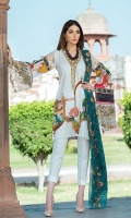 Digital Lawn Shirt :- 3 MTR Chiffon Embroidered Dupatta :- 2.5 MTR  Printed Trouser :- 2.50 MTR Embroidered Daman Patch Neck Line :- 1 Yard Trouser Lace:- 1 Yard