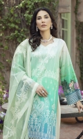 Digital Front Embroidered 1.25 M Digital Back & Sleeves 1.75 M Embroidered Chiffon Dupatta 2.50 M Dyed Trouser  2.5 M