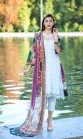 DYED LAWN FRONT EMBROIDERED: 1.25 MTR DIGITAL LAWN BACK SLEEVES: 1.75 MTR DIGITAL  CHIFFON  DUPATTA: 2.50 MTR DYED TROUSER   : 2.50 MTR EMBROIDERED DAMAN PATCH