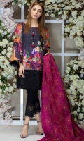 Twill Viscose Embroidered Front  Printed Back & Sleeves  Embroidered Wool Shawl  Dyed Trouser