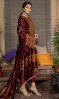 Plechi Shirt 3 M Plachi Shawl 2.50 Yard Dyed Raw Silk Trouser 2.50 M Embroidered Neckline 1 Pc Embroidered Lace 1 Yard