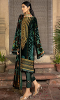 Plechi Shirt 3 M Plachi Shawl 2.50 Yard Dyed Raw Silk Trouser 2.50 M Embroidered Neckline 1 Pc Embroidered Lace 1 Yard