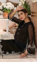 This stunning black ensembe, Sophia is made on pure organza silk lawn with hand embroidery in muted tones is all you need for that perfect versatile outift in your wardrobe