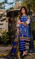 Three Piece Embroiodered Lawn Suit With Net Dupatta