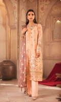 Embroidered Chiffon Front Embroidered Organza Neckline Finishing Embroidered Chiffon Back Embroidered Organza Front And Back Border Embroidered Chiffon Sleeves Embroidered Organza Sleeve Patch Raw Silk Pants Embroidered Net Dupatta