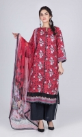 Printed Lawn Shirt: 3.00 M  Dyed Cambric Trouser: 2.00 M  Printed Chiffon Dupatta: 2.50 M