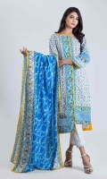 PRINTED LAWN SHIRT: 3.00 M  PRINTED LAWN DUPATTA: 2.50 M  EMBROIDERY BORDER: 1.50 M