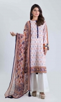 PRINTED LAWN SHIRT: 3.00 M  DIGITAL PRINTED CHIFFON DUPATTA: 2.50 M  EMBROIDERY BORDER: 1.50 M