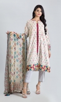 PRINTED LAWN SHIRT: 3.00 M  DIGITAL PRINTED CHIFFON DUPATTA: 2.50 M  EMBROIDERY BORDER: 1.50 M