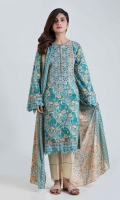 PRINTED LAWN SHIRT: 3.00 M  PRINTED LAWN DUPATTA: 2.50 M  EMBROIDERY NECKLINE