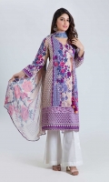 PRINTED LAWN SHIRT: 3.00 M  DIGITAL PRINTED CHIFFON DUPATTA: 2.50 M  EMBROIDERY BORDER: 1.50 M