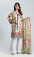 PRINTED LAWN SHIRT: 3.00 M  DIGITAL PRINTED CHIFFON DUPATTA: 2.50 M  EMBROIDERY BORDER: 1.50 M