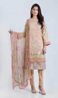 DIGITAL PRINTED LAWN SHIRT: 3.00 M  DIGITAL PRINTED CHIFFON DUPATTA: 2.50 M  EMBROIDERY BORDER: 1.50 M