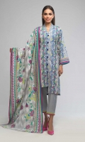 Printed Light Weight Khaddar Shirt: 3.00 M  Printed Light Weight Khaddar Dupatta: 2.50 M  Dyed Light Weight Khaddar Trouser: 2.00 M