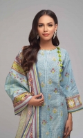 Printed Light Weight Khaddar Shirt: 3.00 M  Printed Light Weight Khaddar Dupatta: 2.50 M  Dyed Light Weight Khaddar Trouser: 2.00 M