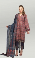 Digital Printed Light Weight Khaddar Shirt: 1.70 M  Digital Printed Light Weight Khaddar Dupatta: 2.50 M  Dyed Light Weight Khaddar Trouser: 1.80 M