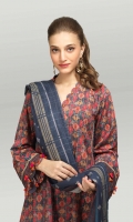 Digital Printed Light Weight Khaddar Shirt: 1.70 M  Digital Printed Light Weight Khaddar Dupatta: 2.50 M  Dyed Light Weight Khaddar Trouser: 1.80 M