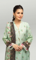 Digital Printed Light Weight Khaddar Shirt: 1.70 M  Digital Printed Light Weight Khaddar Dupatta: 2.50 M  Dyed Light Weight Khaddar Trouser: 1.80 M