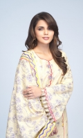 Printed Light Weight Khaddar Shirt: 3.00 M  Printed Light Weight Khaddar Dupatta: 2.50 M  Dyed Light Weight Khaddar Trouser: 2.00 M