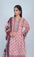 Printed Light Weight Khaddar Shirt: 3.00 M  Printed Light Weight Khaddar Dupatta: 2.50 M