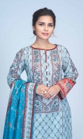 Digital Printed Light Weight Slub Khaddar Shirt: 1.75 M  Digital Printed Light Weight Slub Khaddar Dupatta: 2.50 M  Dyed Light Weight Slub Khaddar Trouser: 2.00 M