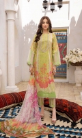 Shirt Lawn Printed Front + Back + Sleeves 3.4M  Trouser Cotton Trouser 2.5 M  Dupatta Embroidered Printed Chiffon Dupatta 2.5 M
