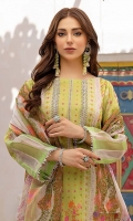 Shirt Lawn Printed Front + Back + Sleeves 3.4M  Trouser Cotton Trouser 2.5 M  Dupatta Embroidered Printed Chiffon Dupatta 2.5 M