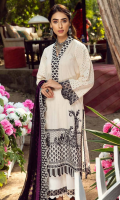 Shirt Embroidered Front Lawn Broshia 1.4M Embroidered Back Lawn Broshia 1.4M Embroidered Schiffli Sleeves 26 Inches Embroidered Front Neckline + trouser Patti 2.5M Embroidered sleeves +Back Daman Patti 2.5M  Trouser Cotton Trouser 2.5 M  Dupatta Embroidered Chiffon Dupatta 2.5 M