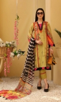 Shirt Lawn Printed Front + Back + Sleeves 3.4M  Trouser Cotton Trouser 2.5 M  Dupatta Printed Chiffon Dupatta 2.5 M